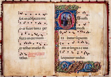 Piccolomini Library: choir book, cod. 17.2, ff. 30v-31r with “Two Hermit Saints”
