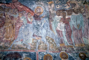 Angel, Fresco in Byzantine Church of Sotiras Christos, Vlithias, Crete, Greece