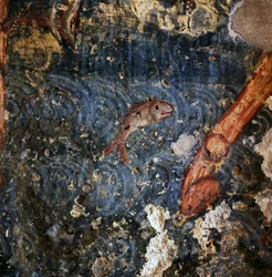 Fish, Detail of Fresco in Monastery of Agios Georgios, Diavaide, Crete, Greece