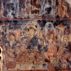 Fresco in the Byzantine Church of Agios Nikolaos, Maza, Crete, Greece