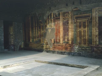 Frescoes with Architectural Motifs in Second Pompeian Style, Roman Villa Poppaea