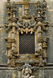 Manueline window (Portuguese late Gothic) of Convent of Order of Christ (originally Templar stronghold), Tomar