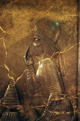 Medes Official Paying Tribute to King Darius I, Relief from Treasury of Persepolis, Iran