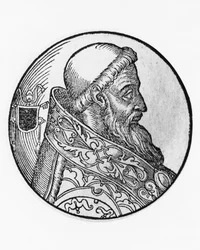 Portrait of Honorius I, 70th Pope of the Catholic Church, Engraving
