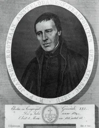 Portrait of Jan Philipp Roothaan (1785-1853), Dutch Jesuit and 21st Superior-General of Society of Jesus, by Serafino Speranza (1862-1911) after painting by Frans Quartier