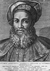 Portrait of Pietro Aretino (1492-1556), Italian poet, writer, and playwright, by Marcantonio Raimondi (born ca 1470-1482, died 1527-1534)