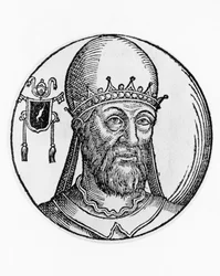 Portrait of Saint Martin I, 74th Pope of the Catholic Church, Engraving