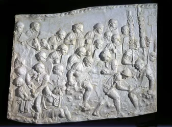 First aid being given to a Roman soldier, Trajan
