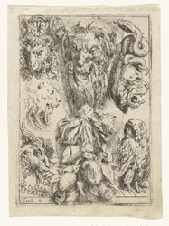 Animal Heads and a Cluster of Fruits (Divertimenti di Livio Meus)