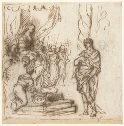 General before a Queen on Her Throne