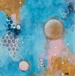 Abstract Blue Gold Circles