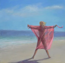 Pink Sari on the Beach