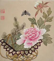 One of a series of paintings of flowers and insects, late 19th century