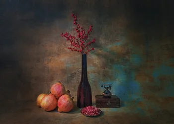 Moody Pomegranates Still Life