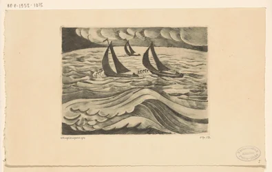 Three Sailing Ships in a Storm at Sea (La Tempête)