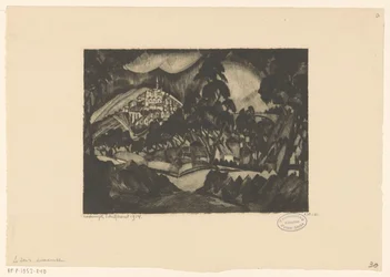 Hilly Landscape with Trees and Buildings (original title: Le Soir)