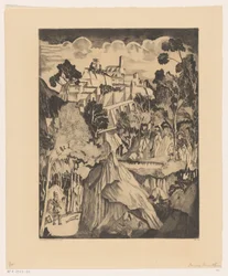 Hill Landscape with Hunter