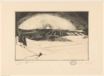Rising or Setting Sun Over a Hilly Landscape