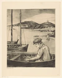 Fisherman in a Moored Boat