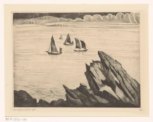 Sailing ships off the Breton coast (An evening in Brittany)