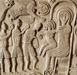 Barbarian art of Lombardy: adoration of the Magi