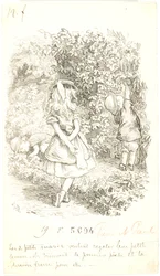 Two Small Boys Offering Fruit to a Little Girl