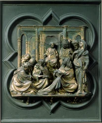 North Gate (called Gate of the Cross, to the North), Exterior Detail: Jesus Among the Doctors