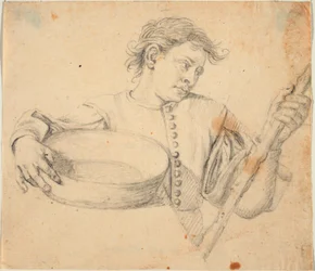 Boy, Half Length, with a Dish and a Cane