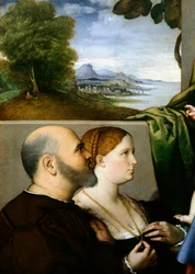 Madonna and Child with Two Donors, by Lorenzo Lotto, (detail)