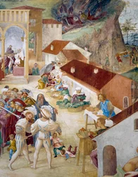 Soldiers, common people and market (detail)