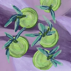 Green Fruit on Purple