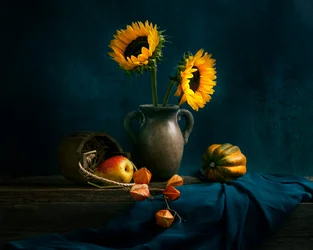 Autumn Sunflowers Still Life