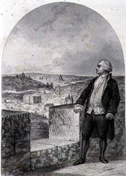 Honore Gabriel Riqueti, Count of Mirabeau on the ramparts of Paris, engraved by Philibert Langlois