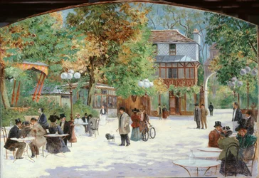 At the Chalet of the Château de Madrid, in the Bois de Boulogne, circa 1895
