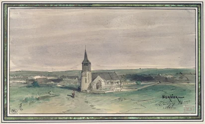 Church and Village in the Middle of a Field, Montigny, 1866