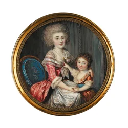 A young lady called Madame de Genlis, embracing her young son