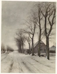 Winter Landscape with Farmhouse on an Avenue