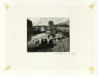 The Horse Pond at the Pont Marie, plate ten from Along the Seine and the Boulevards