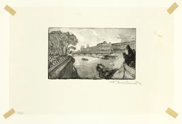 The Louvre, Viewed from the Pont-Neuf, plate thirteen from Along the Seine and the Boulevards