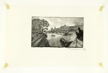 The Louvre, Viewed from the Pont-Neuf, plate thirteen from Along the Seine and the Boulevards