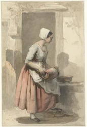 Girl with a Jug at the Entrance of a House