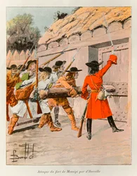 Attack of Monsipi Fort by Pierre LeMoyne d