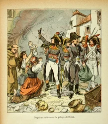 Illustration from the book The Memorial of St. Helene by Count Emmanuel de Las Cases: Bonaparte ceases the looting of Rome