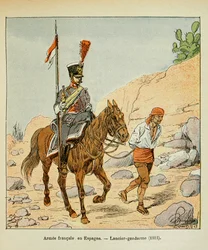Illustration from the book The Memorial of Saint Helene by Count Emmanuel de Las Cases: French Army in Spain: Lancier Gendarme 1811