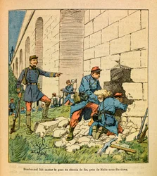 Bombonnel and his freeshooters blow up the bridge of Armancon near Nuits sous rivers of the railway line from Dijon to Paris