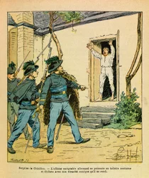 The Army of the East by Eugène Sergeant, known as Grenest, illustrated by Louis Bombled (1862-1927) (Franco-German War; campaign of 1870-1871): November 1870, in Châtillon-sur-Seine, Captain Michard captured the German accounting officer at the Hôtel de