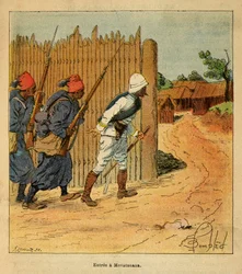 The War in Madagascar: French Troops Entered the Village of Mevatanana in 1895, Private Collection