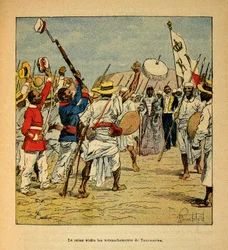 The War in Madagascar: Queen Ranavalona visits the trenches of Tananarive in 1895
