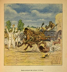 The War in Madagascar: Anecdotal History of the French Expeditions of 1885-1895 by Henri Galli, Illustrated by Louis Bombled: Oxen Reached by Lefebvre Cars