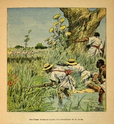 The War in Madagascar: Hovas Tirailleurs Attacking the Military Building a Road in 1895